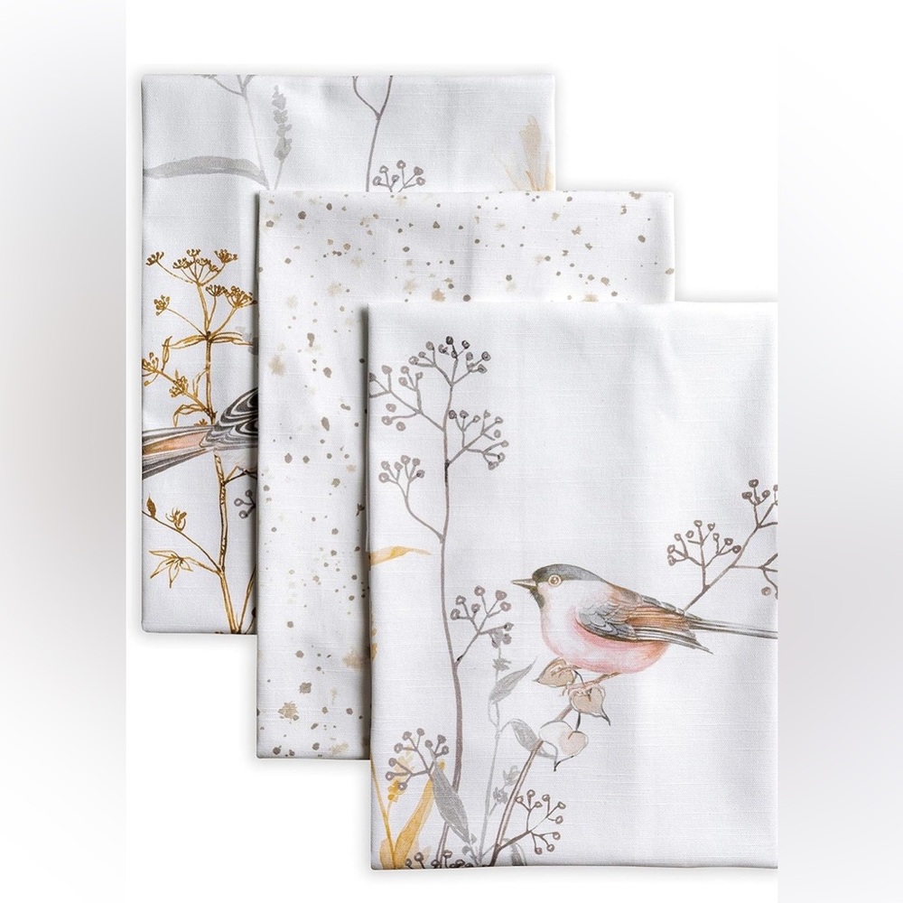 Madison d'Hermine Meadows Florals Kitchen Towels- Set of 3 NIP